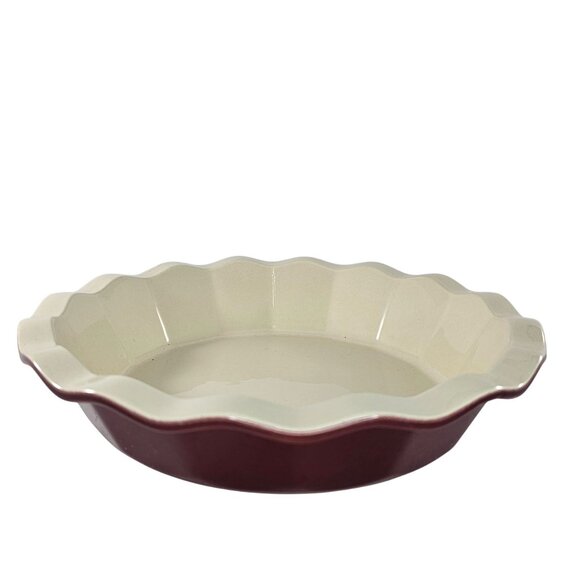 Emile Henry France Williams Sonoma Pie Dish #301 Burgundy Red 10" - Picture 4 of 9